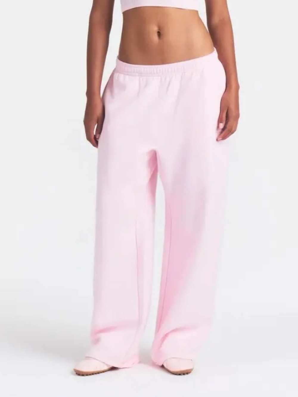 Skims Cotton Fleece Straight Leg Sweatpants in Cherry Blossom
